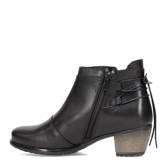 ERIC MICHEAL Casey black leather booties block heel almond toe ankle boots 39 - Picture 4 of 14